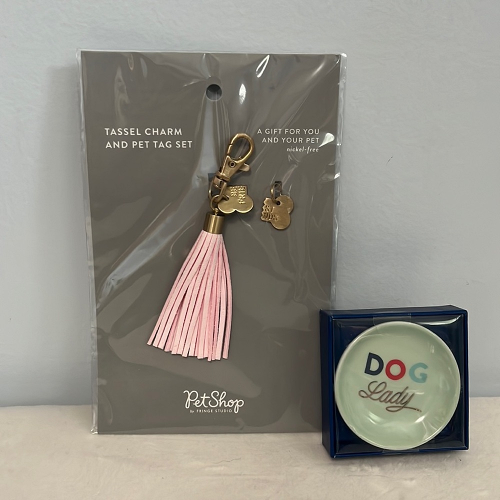 Pet Shop By Fringe Studio Tassel Charm And Pet Tag Set With Decorative Tray